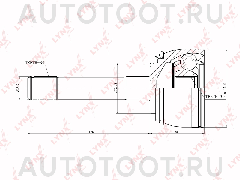 Шрус наружный -329136 Inko для LEXUS LX470, TOYOTA LAND CRUISER