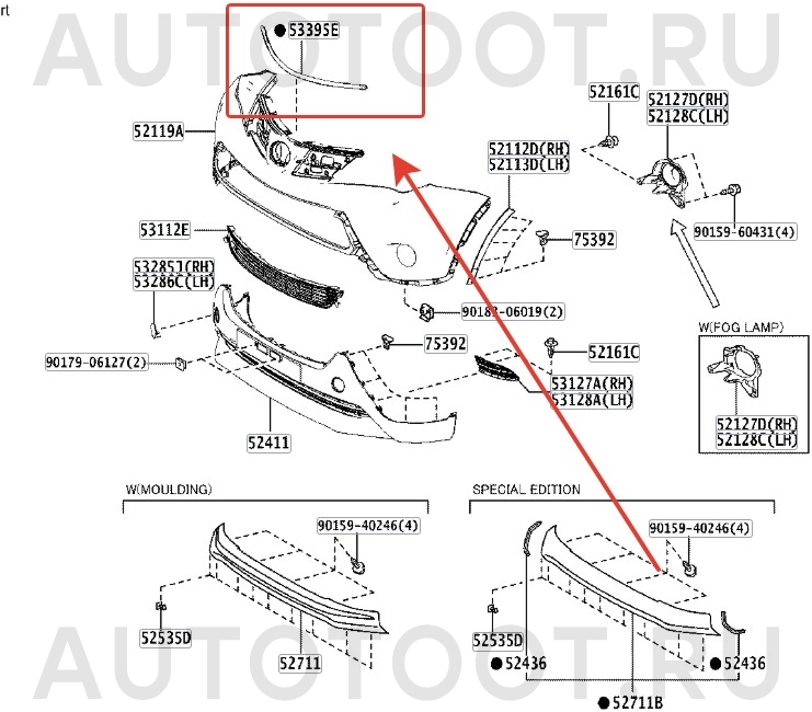 Уплотнитель капота 53395-42060 -  для TOYOTA RAV4