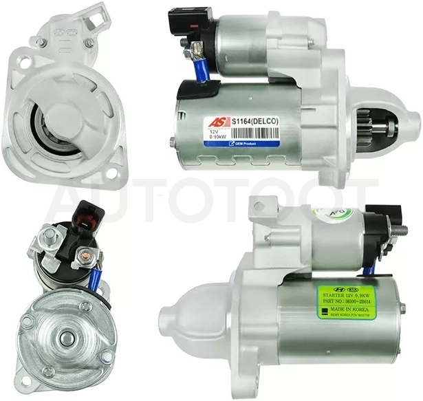 Стартер Hyundai Creta 15-22 / ix35 09-15 / Solaris 10-20 / Kia Rio 11-22 / Soul 13-19 / Sportage 15-22 / Hyundai Accent 11-17 / i30 11-15 / Kia ProCeed 12-18 / Venga 10-15 / Solaris HC 24- / HS 24- / KRS 24- (0,9 kW/ Z=11/ DELCO)