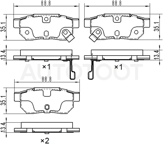 Колодки тормозные (Сзади) Honda Civic 95-00 / Civic Ferio 95-00 / Fit 01-20
