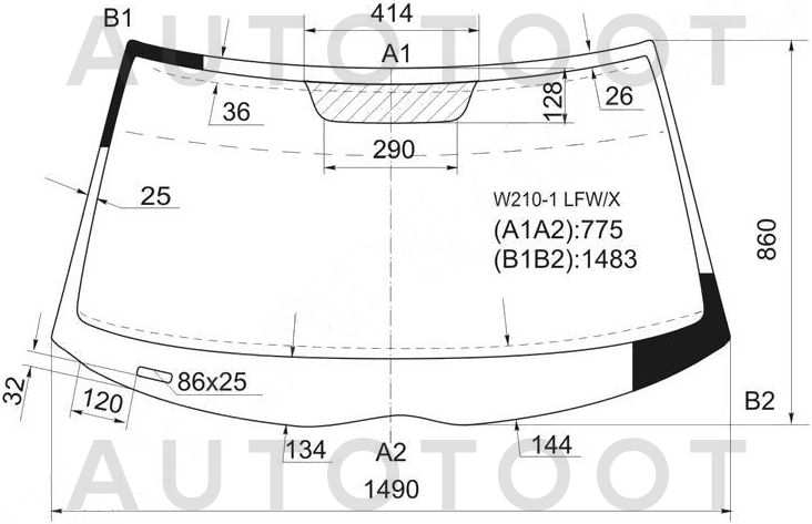 Стекло лобовое в клей -  для MERCEDES E-CLASS