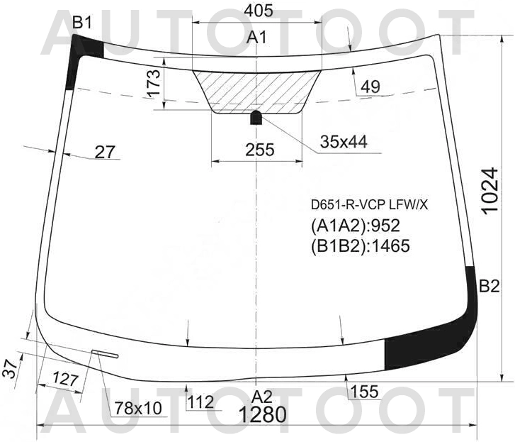 Стекло лобовое в клей -  для MAZDA 2 (DEMIO)