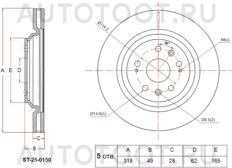 Диск тормозной (Спереди) Belgee X70 24- / Geely Atlas Pro 21 - Артикул ST250150 - Производитель Sat - Фото, Отзывы, Цены