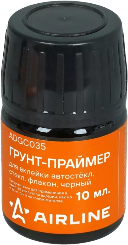 Грунт-праймер для вклейки автостёкл,10 мл. стекл. флакон, черный - Артикул ADGC035 - Производитель Airline - Фото, Отзывы, Цены