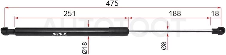 Амортизатор крышки багажника Toyota Corolla Fielder (E160) 12-15 / Corolla Axio (E160) 12-15 (Справа=Слева)