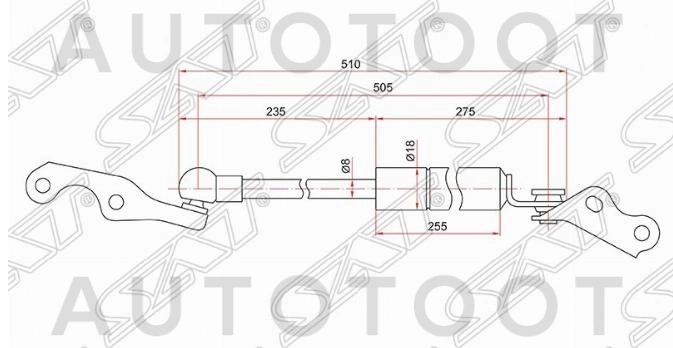Амортизатор крышки багажника правый -ST6895059025 Sat для TOYOTA VITZ, TOYOTA YARIS