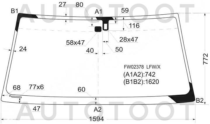 Стекло лобовое в клей -  для TOYOTA LAND CRUISER, LEXUS LX470