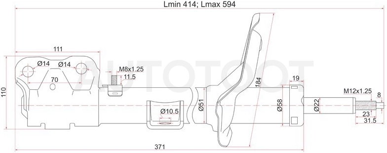 Амортизатор передний правый -ST4060A242 Sat для MITSUBISHI LANCER
