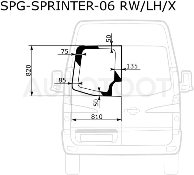 Стекло заднее (Цвет зеленый/ Левое) Mercedes-Benz Sprinter 06-18 / Volkswagen Crafter 06-16 - Артикул SPGSPRINTER06RWLHX - Производитель Sat - Фото, Отзывы, Цены