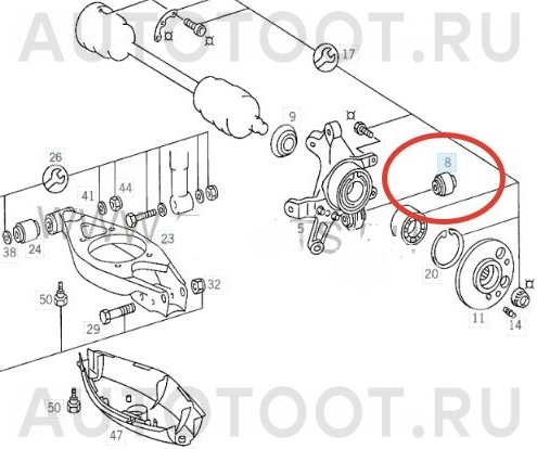 Сайлентблок задней цапфы -7121334SX Stellox для MERCEDES C-CLASS, MERCEDES E-CLASS