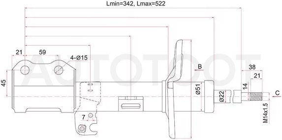 Стойка передняя Toyota Allion (T260) 07-21 / Premio 07-21