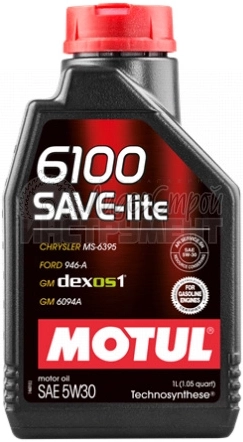 5W-30 Масло моторное синтетическое 6100 SAVE-LITE 1л - Артикул 107956 - Производитель MOTUL - Фото, Отзывы, Цены