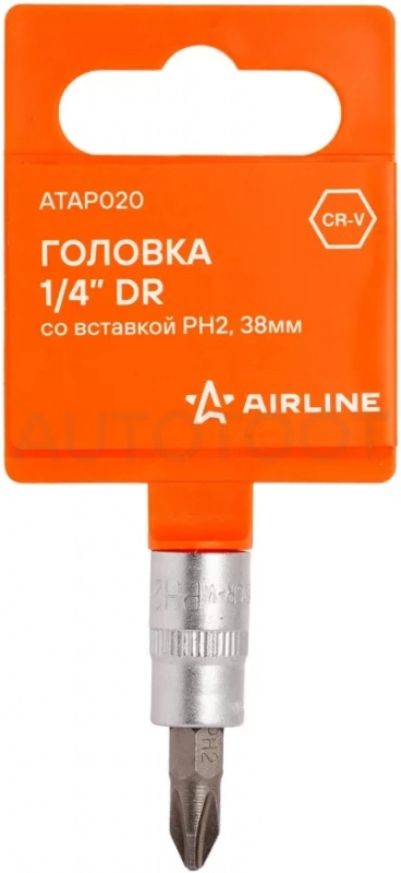 Головка 1/4" со вставкой PH2, L=38мм - Артикул ATAP020 - Производитель Airline - Фото, Отзывы, Цены