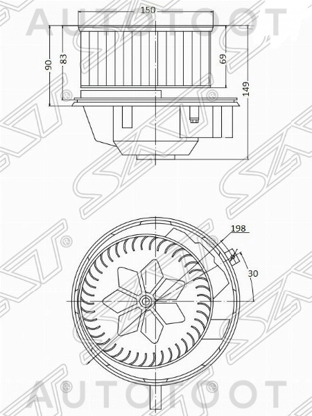 Мотор отопителя салона (с резистором) -ST1K1820015L Sat для AUDI A3, AUDI Q3, SKODA SUPERB, SKODA OCTAVIA, SKODA YETI, VOLKSWAGEN JETTA, VOLKSWAGEN TIGUAN, VOLKSWAGEN CADDY, VOLKSWAGEN PASSAT, VOLKSWA