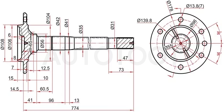 Полуось RR LH/RH TOYOTA HILUX/FORTUNER 05 - Артикул ST423110K090 - Производитель Sat - Фото, Отзывы, Цены