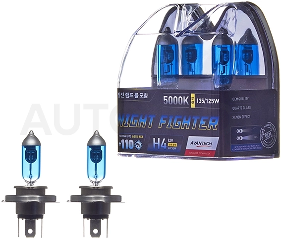 Лампа высокотемпературная Avantech H4 12V 60 55W (135 125W) 5000K, комплект 2 шт.