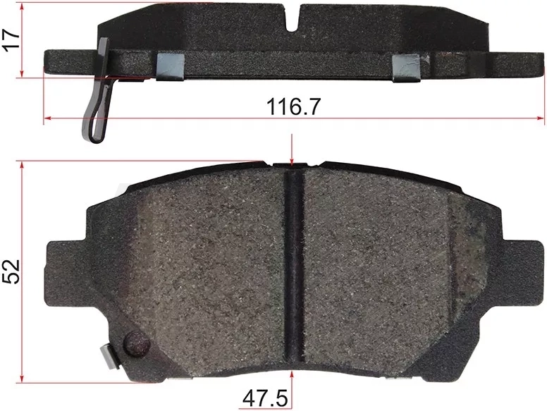Колодки тормозные (Спереди) Toyota Allion (T240) 01-07 / Corolla (E120) 00-07 / Corolla Fielder (E120) 00-06 / Corolla JPN (E120) 00-07 / BYD F3 05-14 / Geely CK 08-13 / Great Wall Florid 10-12 / Peri 08-10 / Lifan Solano 10-16 / Toyota Allex 01-06 / bB 0