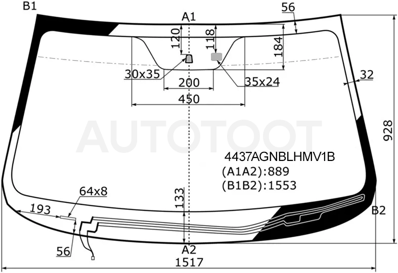 Стекло лобовое (Обогрев щеток/ Датчик дождя) Kia Sorento 09-13 - Артикул 4437AGNBLHMV1B - Производитель FUYAO - Фото, Отзывы, Цены