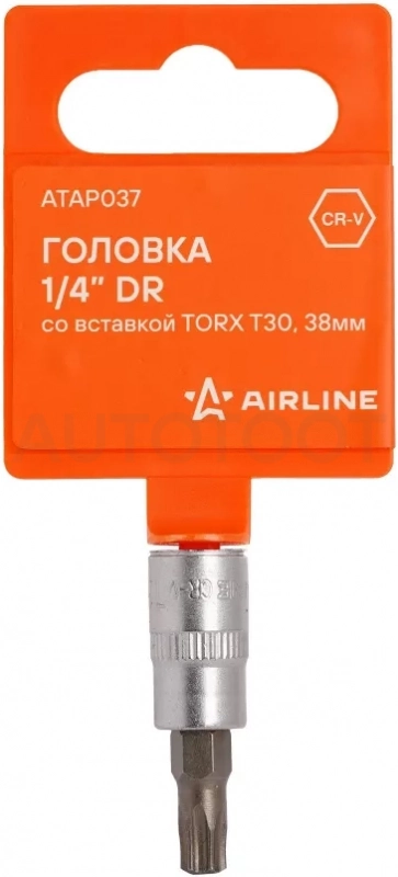 Головка 1/4" со вставкой TORX T30, L=38мм - Артикул ATAP037 - Производитель Airline - Фото, Отзывы, Цены