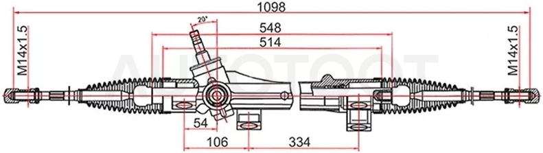 Рейка рулевая Toyota Corolla 02- (электрическая) шток D=17.3 LHD