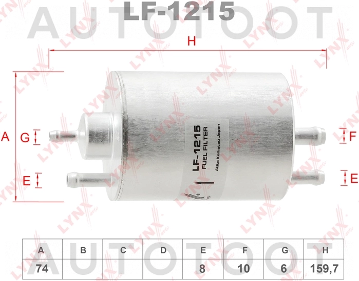 Фильтр топливный, Kompressor -LF1215 LYNXauto для MERCEDES E-CLASS, MERCEDES C-CLASS, MERCEDES S-CLASS