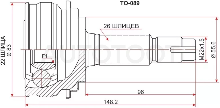Шрус (Спереди/ Наруж) Toyota Ractis 05-10 / Vitz 05-20 / Belta 05-12 / Yaris 05-17