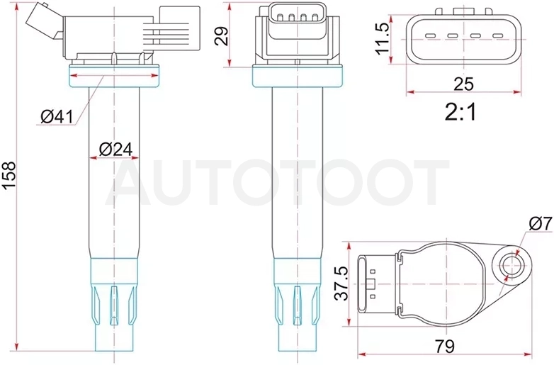 Катушка зажигания TOYOTA KLUGER/HIGLANDER MCU2#/RX300/330/350 MCU3# 03- 3MZ-FE