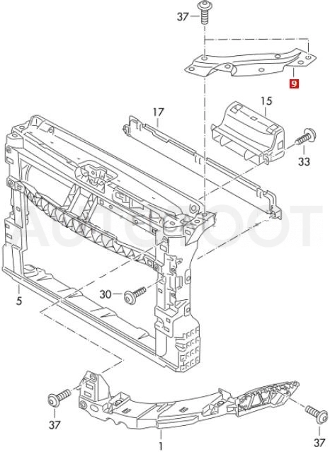 Кронштейн рамки радиатора левый -OEM0006KPNL O.E.M. для VOLKSWAGEN POLO