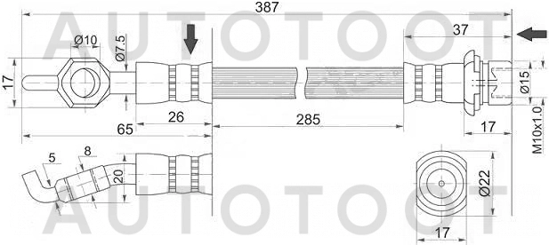 Шланг тормозной передний левый=правый -ST9094702A30 Sat для TOYOTA ALTEZZA, LEXUS IS200, TOYOTA CROWN, TOYOTA MARK 2