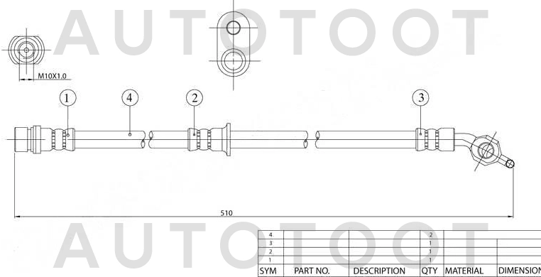 Шланг тормозной передний правый -  для TOYOTA CAMRY, TOYOTA SCEPTER, TOYOTA AVALON