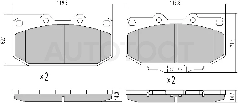 Колодки тормозные (Спереди) Subaru Forester 00-02 / Impreza 00-07 / Impreza WRX 00-07