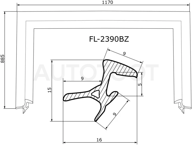 Молдинг лобового стекла (П-образный) Lexus RX 03-09 / Toyota Harrier (XU30) 03-13 - Артикул FL2390BZ - Производитель FLEXLINE - Фото, Отзывы, Цены