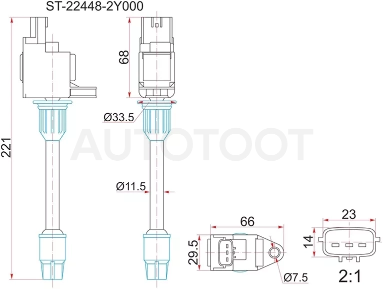 Катушка зажигания RR NISSAN CEFIRO A33 VQ20DE/VQ25DE/VQ30DE 98-03 (3)