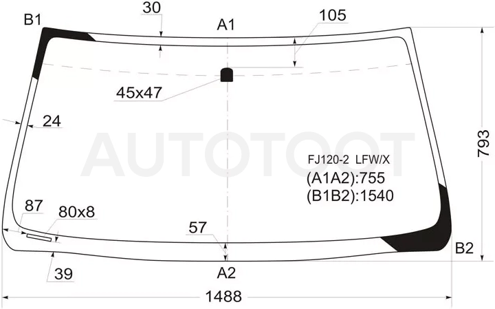 Стекло лобовое Toyota Land Cruiser Prado (J120) 02-09 / Lexus GX 02-09