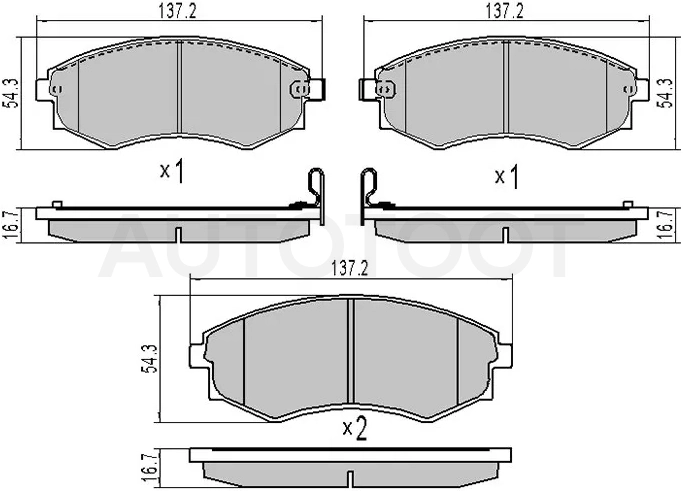 Колодки тормозные (Спереди) Nissan Serena 91-01 / Toyota Hilux Pick Up 04-11 / Hyundai Galloper 97-03 / Nissan Largo 93-99 / Prairie 88-95