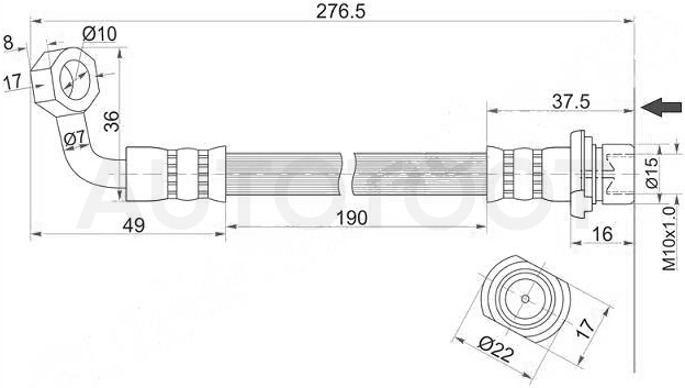 Шланг тормозной задний левый -ST9094702D32 Sat для TOYOTA LAND CRUISER PRADO