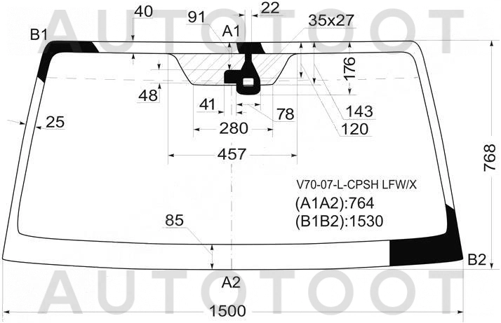 Стекло лобовое в клей -  для MITSUBISHI PAJERO
