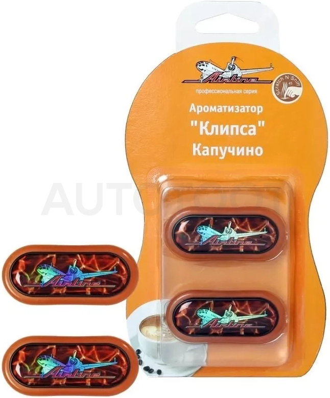 Ароматизатор на дефлектор "Клипса" капучино - Артикул AFF02CA - Производитель Airline - Фото, Отзывы, Цены