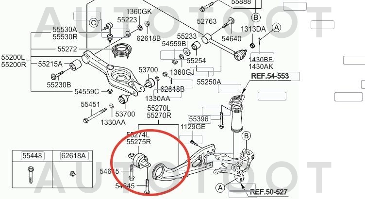 Сайлентблок заднего продольного рычага правый -GM6797 Zekkert для KIA SPORTAGE