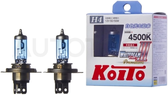 Лампа высокотемпературная Koito Whitebeam Premium H4 12V 60 55W (135 125W) 4500K