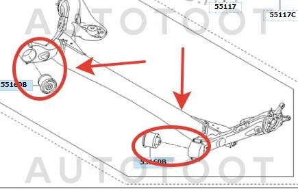 Сайлентблок задней балки -ST551601R000 Sat для KIA RIO, HYUNDAI SOLARIS