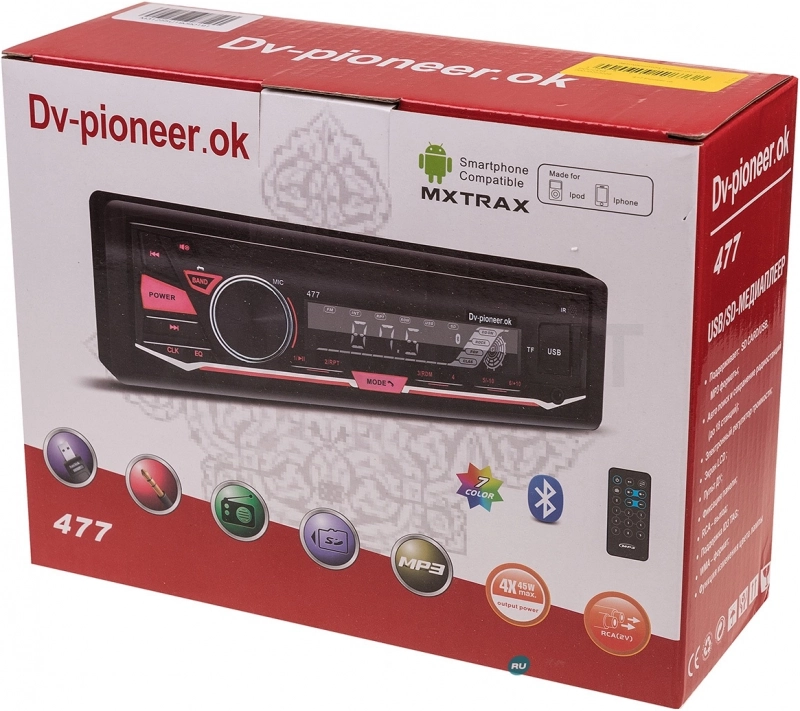 Pioneer Автомагнитола Pioneer.ok 477 с Bluetooth - Артикул 477PIONEEROK - Производитель Pioneer - Фото, Отзывы, Цены