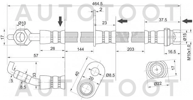 Шланг тормозной передний правый -ST9094702B96 Sat для TOYOTA ALPHARD, TOYOTA ESTIMA
