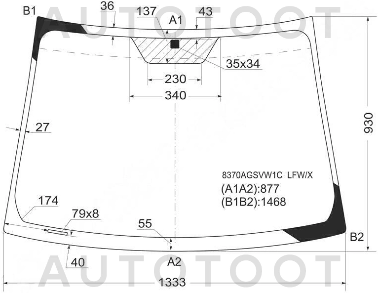 Стекло лобовое в клей -  для TOYOTA VITZ, TOYOTA YARIS