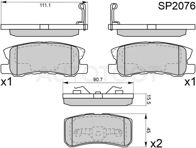 Колодки тормозные (Сзади) Mitsubishi ASX 10- / L200 07-16 / Lancer 07-17 / Outlander 05-12 / Chrysler Sebring 06-10 / Citroen C4 Aircross 12-16 / C-Crosser 07-12 / Jeep Compass 06-15 / Liberty 01-07 / Mitsubishi Delica D:5 07-19 / Endeavor 03-11 / Galant