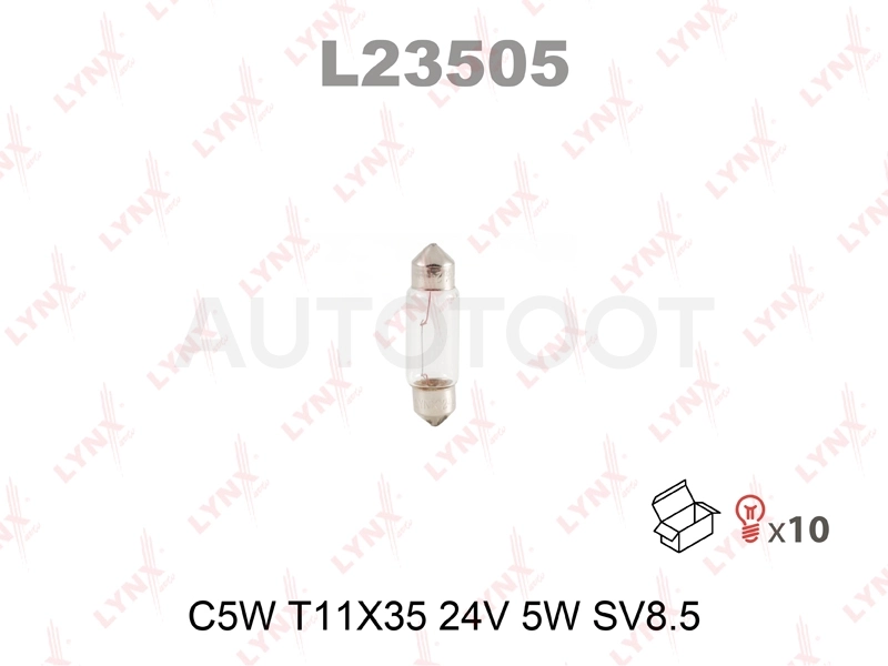 Лампа C5W LYNXauto 24V SV8.5 T11X35
