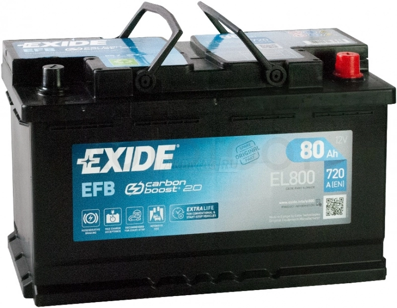 Аккумулятор EXIDE 80Ah 800A обратная полярность(-+)