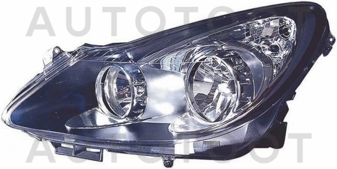 Фара левая (под корректор, внутри черная) -  для OPEL CORSA