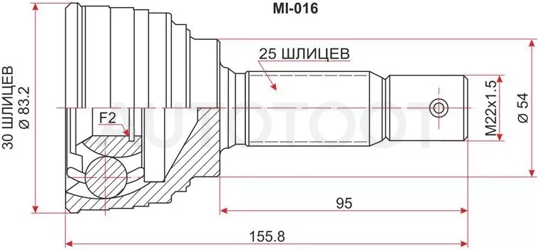 Шрус наружный -MI016 Sat для MITSUBISHI CHARIOT, MITSUBISHI RVR