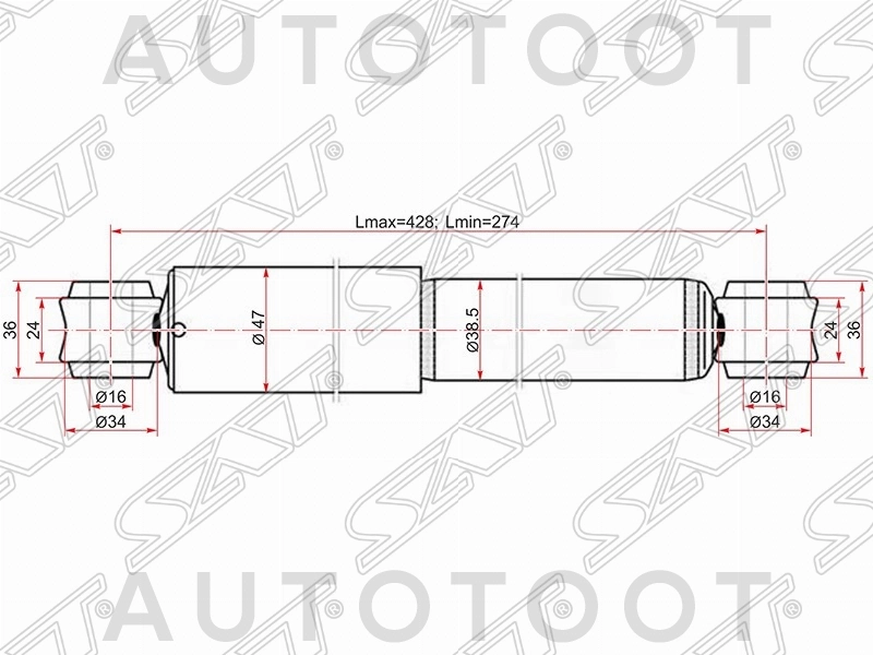Амортизатор задний левый=правый -ST4853180554 Sat для TOYOTA DYNA